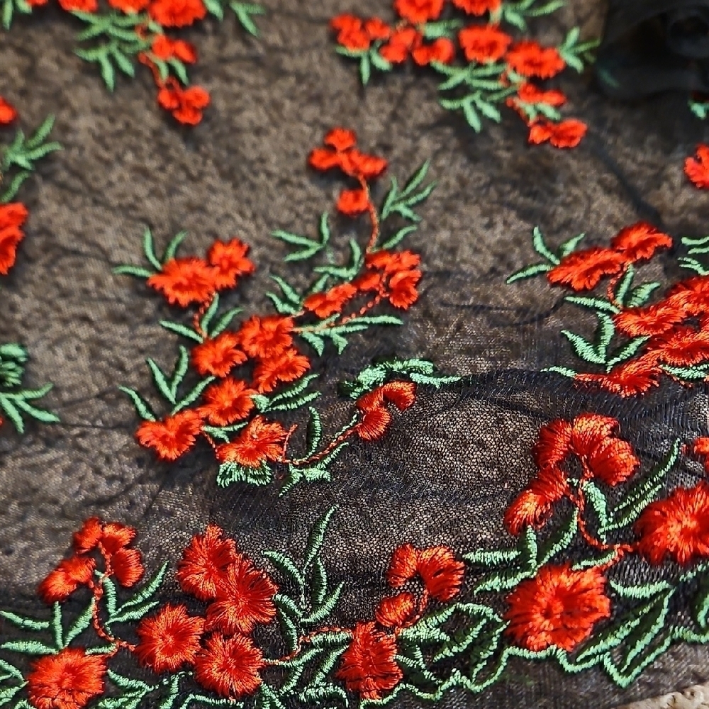 Twinkle By Wenlan Sheer Mesh Embroidered Top - Picture 9 of 11